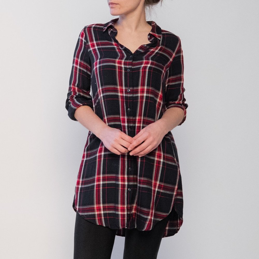 Navy and red plaid shirt